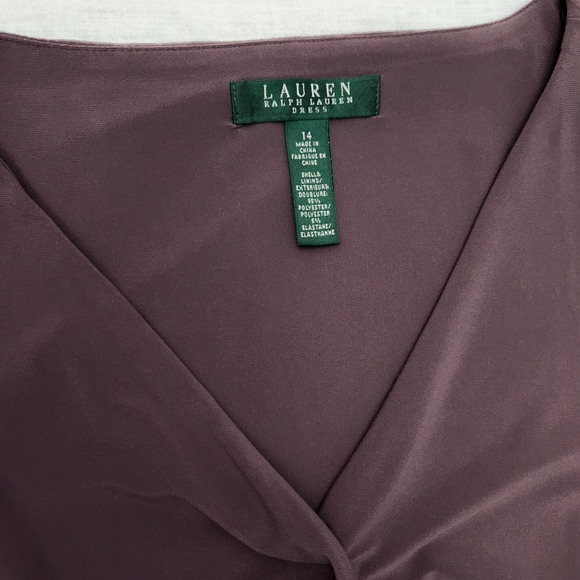 Lauren Ralph Lauren Womens Size 14 Brown Taupe Dress With Rouching Wedding - Picture 3 of 5